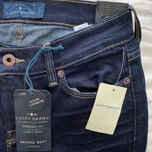 NWT 🏷 Lucky Brand Brooke Boot Mid Rise (Raw Hem) Denim Blue Jeans - Picture 7 of 11